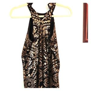 Semi-formal black and gold dress